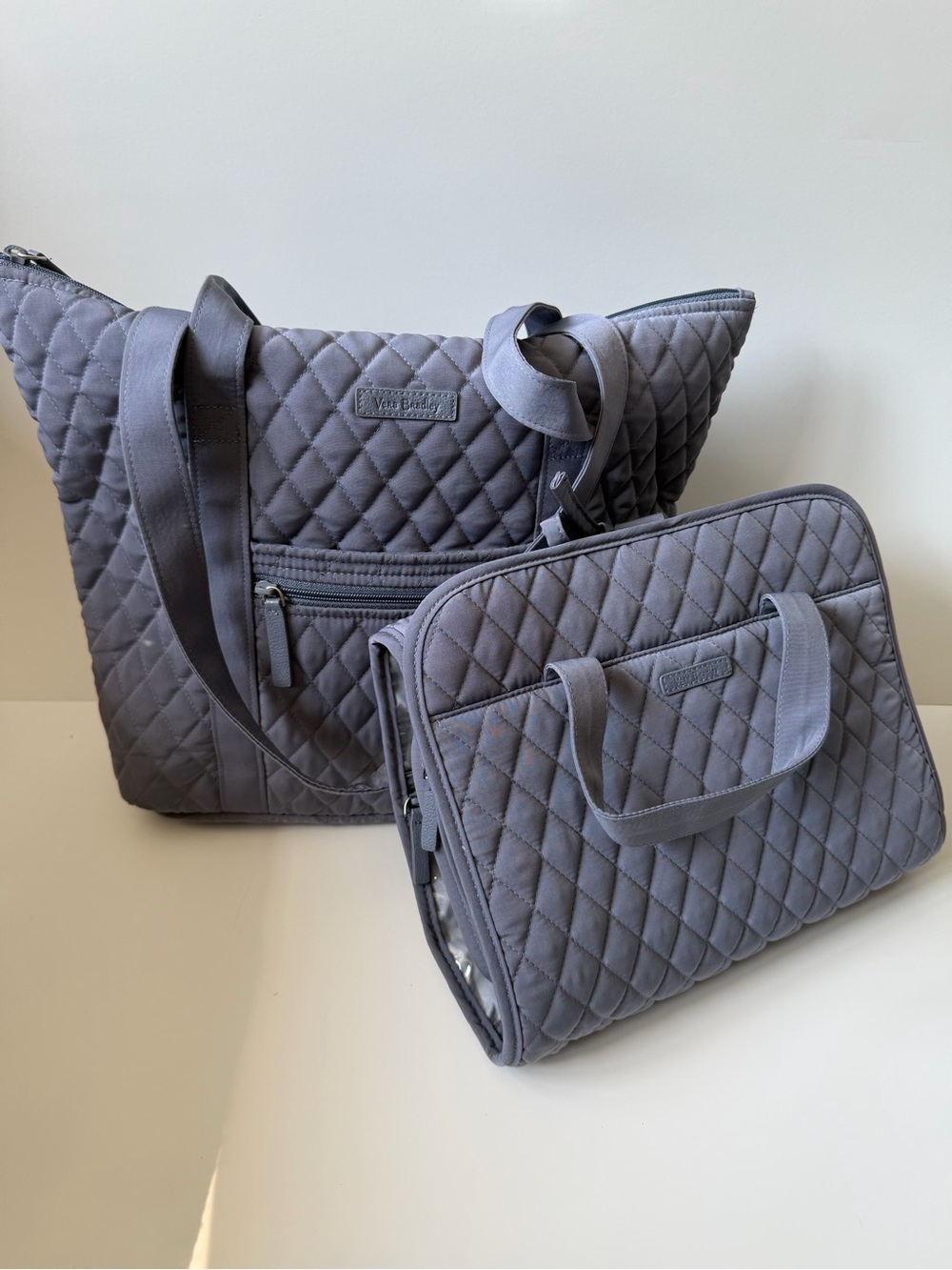 Vera Bradley Quilted Tote and Accessory Organizer in Gray